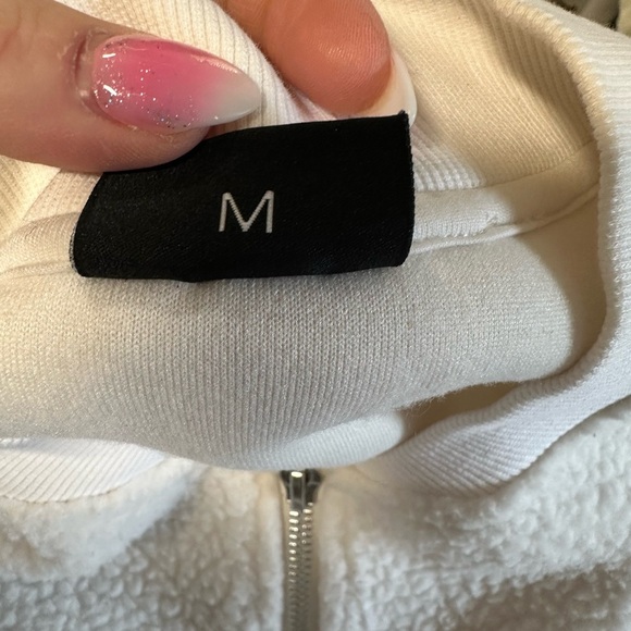 ZYIA White Plush Bomber Jacket with Ribbed Cuffs - Picture 7 of 7